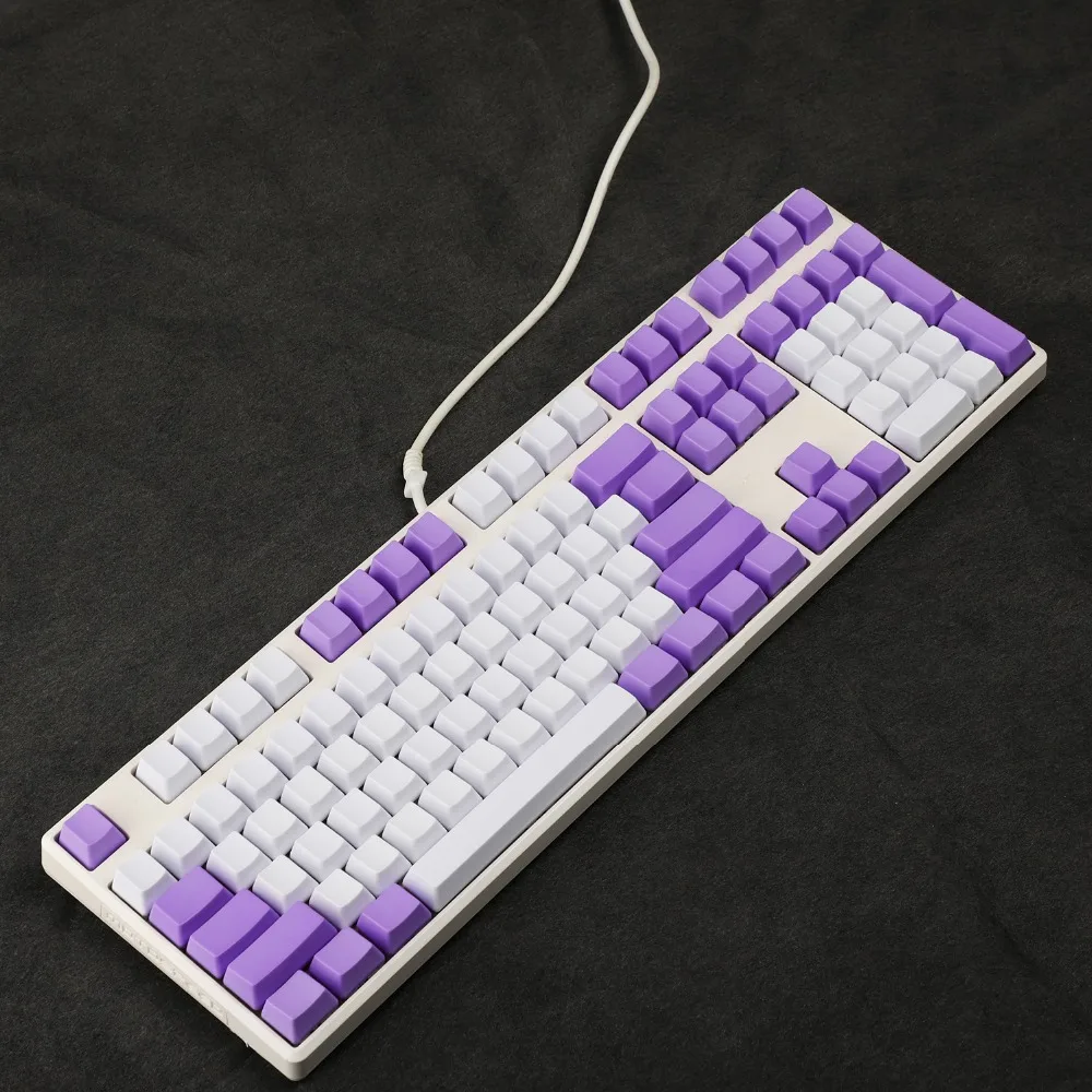 YMDK White Purple Mixed 108 87 61 ANSI Keyset OEM Profile Thick PBT For MX Switches Mechanical Gaming Keyboard (Only Keycap)
