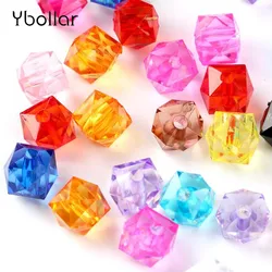 100pcs/pack Acrylic Square Loose Beads 10mm Faceted Clear Cube Beads DIY Jewelry Findings Bracelet Craft Making