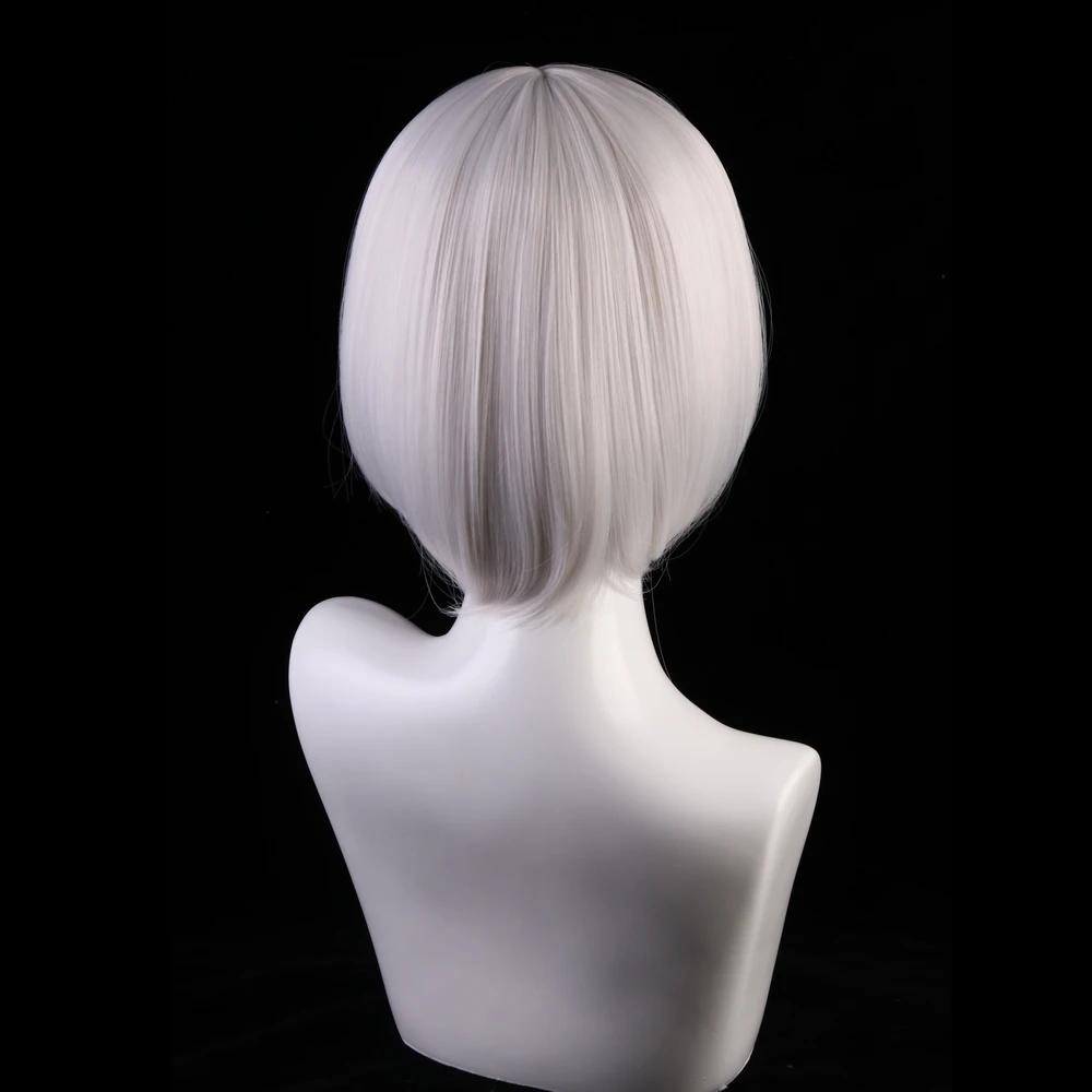 Azur Lane Silver White Bob Wigs For Women Heat Resistant Synthetic Hair Halloween Costume Short Cosplay Wig+ Wig Cap