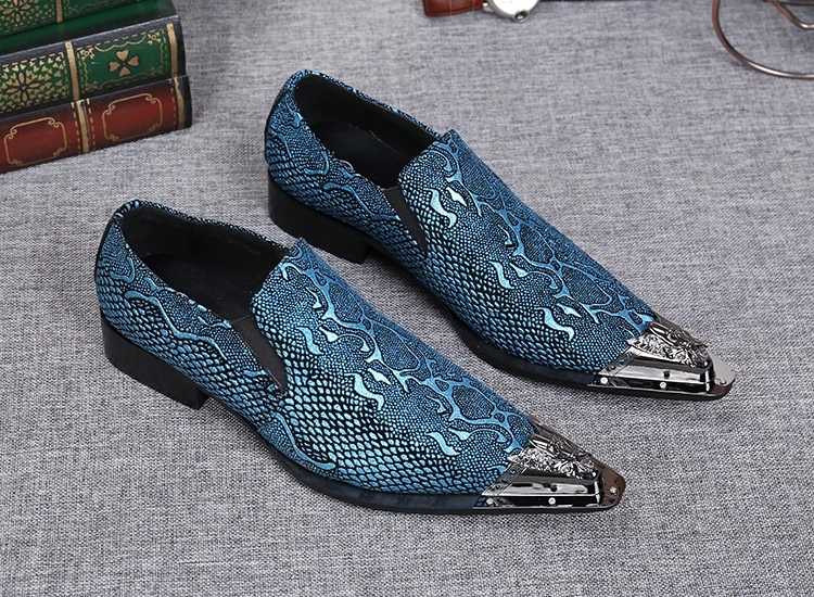 Akamatsu blue spiked loafers mens italian leather shoes oxford shoes for men brogue velvet slippers slipon sapato masculino