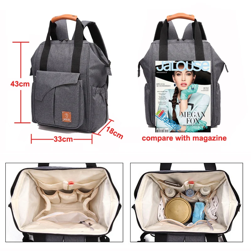 Nappy Bag Baby Diaper Bag Backpack Kits Large Capacity Waterproof Mummy Maternity Travel Nursing Bag for Stroller Totes Handbag