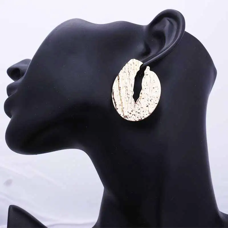 Big Gold Statement Water Drop Earrings Jewelry for Women Punk Vintage Gold Silver Color Geometric Metal Hanging Dangle Earring