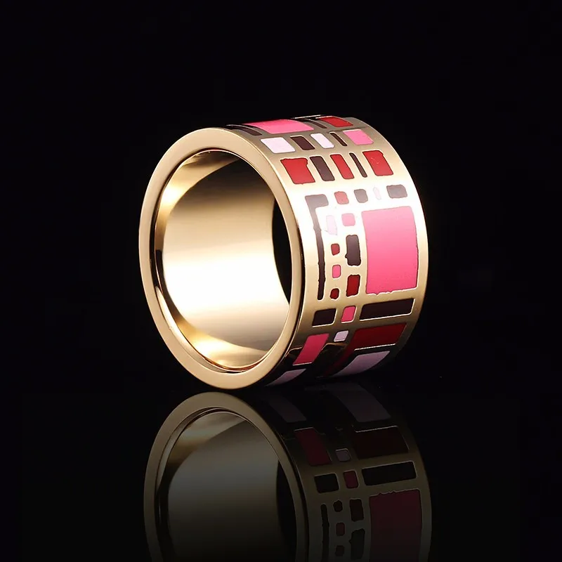 Free Shipping Fashion Rings Enamel Jewelry For Women Design Enamel Rings High-end Retro Elegant Classic Stainless Steel Jewelry