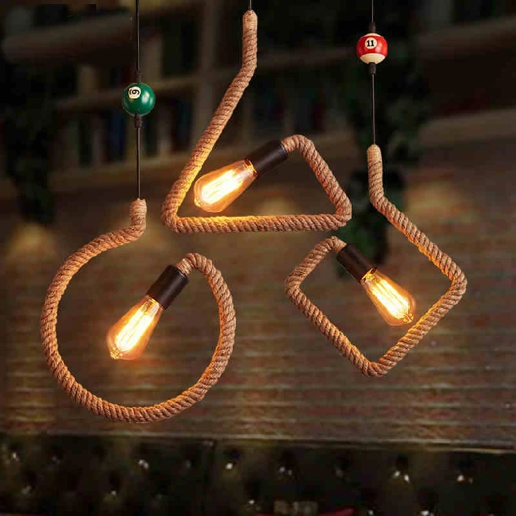 

Nordic retro Pendant Lights creative personality geometric American Restaurant Bar Cafe Table Tennis rope Pendant Lamps