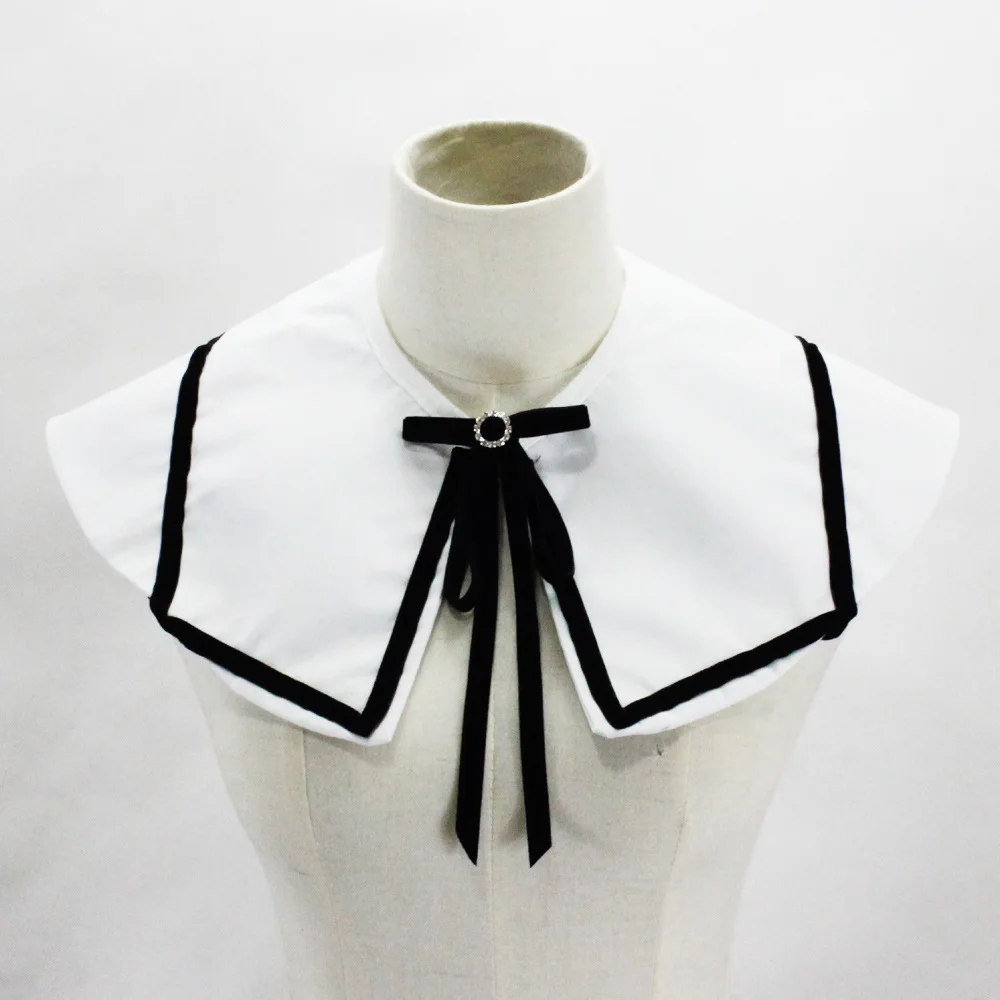 

Jaderic 2019 New Fake Collar Black&White for Women Detachable Sailor Collar Ladies Brand Fashion Bow Decorative Collar