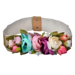 European Fashion Colorful Flower Waist Belts Fairy High Elastic Waistband Women Summer Beach Wedding Bride Belts Girdle Caestus