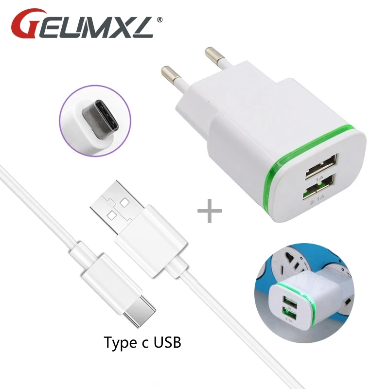 Dual USB Charger Travel 5V 2.1A Wall Adapter Mobile Phone Micro Data Charging For iPhone iPad Samsung Mobile Phone Cable