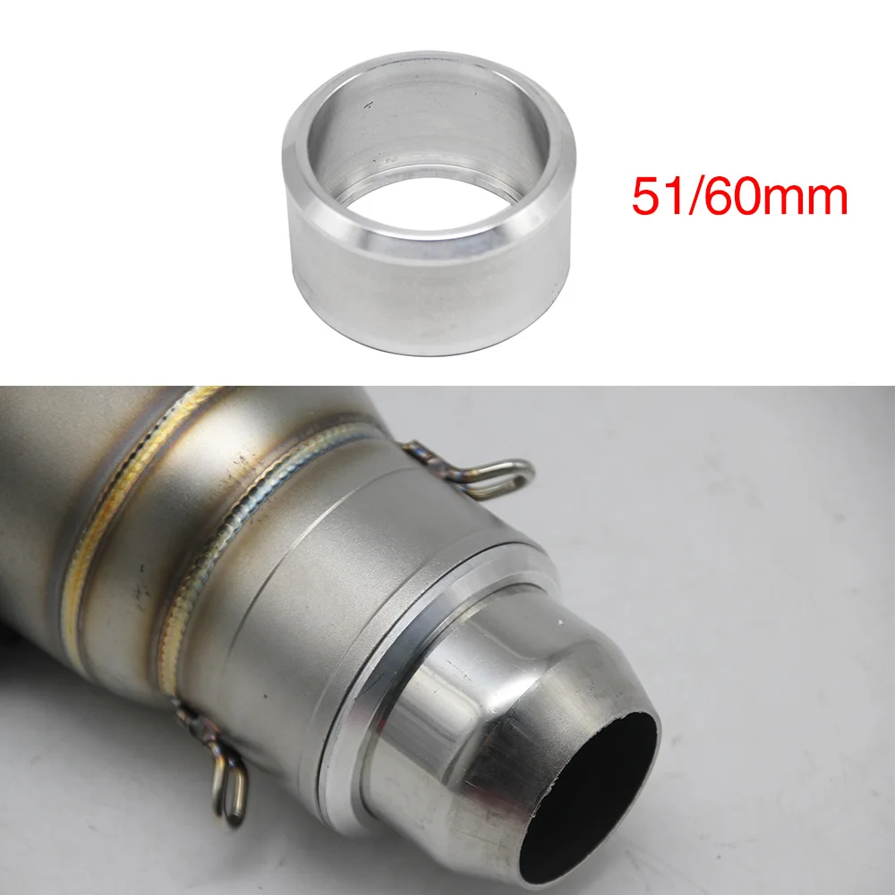 Sclmotos- 60mm to 51mm Convertor Adapter Stainless Steel Motorcycle Exhaust Connector Motorbike Connecting Link Down Pipes Race