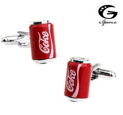 iGame Coke Cans Cuff Links Red Color Cola Design Quality Brass Material Cufflinks Wholesale & Retail