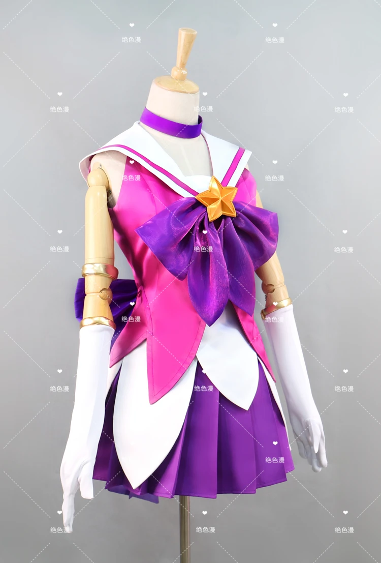 LOL Lux Cosplay Costume Christmas Dress Costom Made Free Shipping Shirt+Skirt+Gloves+Socks+Bowknots+Five-Pointed Stars B