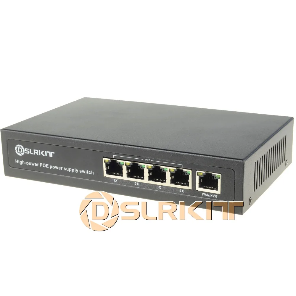 

DSLRKIT 96 Вт 5-портовый 4 PoE коммутатор 802.3af/at Power Over Ethernet, Внутреннее питание