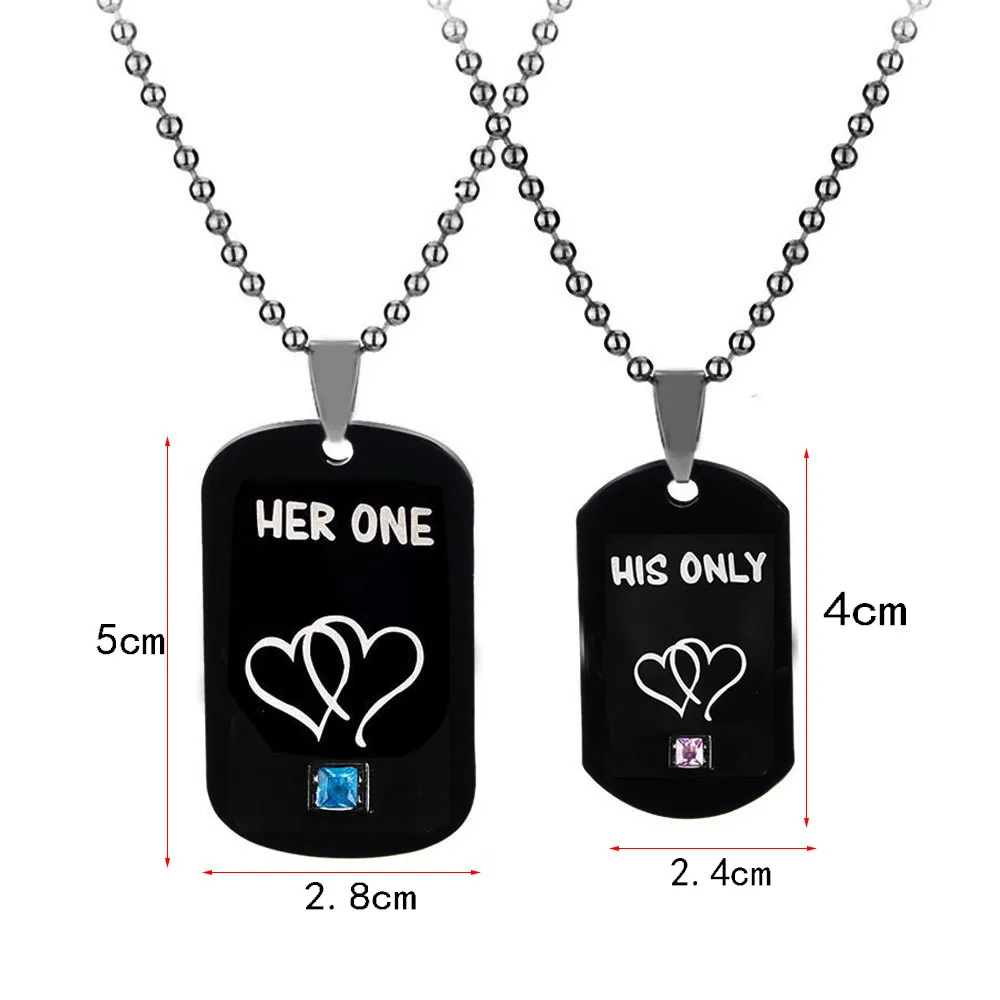 RJ Couple Her King His Queen Nceklace Her Beast His Beauty Her Cowboy&His Angel Pendent Stainless Steel Lover Gift Necklaces