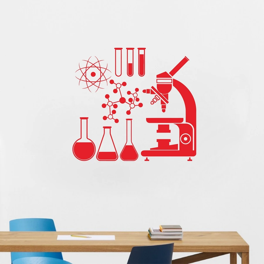 Microscope Science Scientist Chemistry Vinyl Wall Sticker School laboratory Wall Art Mural Decals Decor