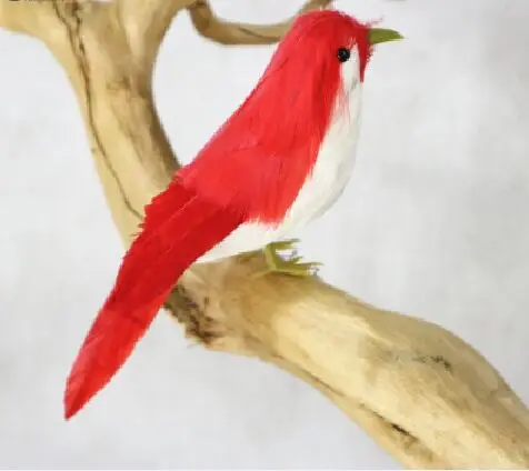 

simulation bird hard model about 12cm foam&feathers white-red bird prop,home garden decoration gift s2251