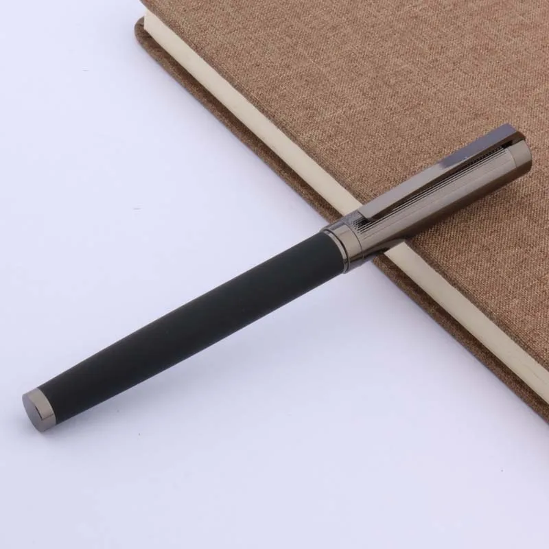 Carbon Fiber Rollerball Pen New Metal Wave Carving Pattern Gun Black Trim Stationery Student Office School Supplies