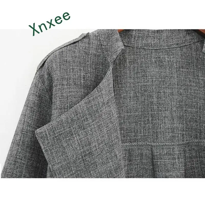 Xnxee Spring coat Women 2019 Linen Cardigan Jacket Slim Thin Windbreaker European Style Casual OL ladies elegant