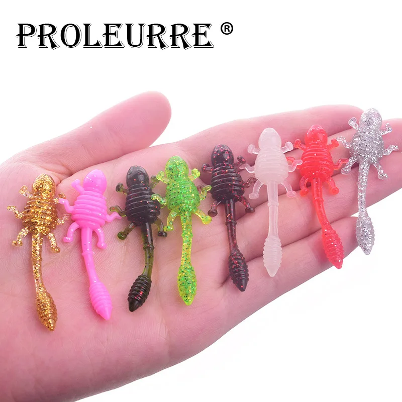 

Proleurre 10 pcs/lot Larva Soft Lures 50mm Artificial Lure Fishing Worm Silicone Bass Pike Minnow Swim bait Jigging Plastic Bait