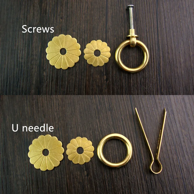 Brass Xử Lý Cổ Điển Hoa Cửa Kéo Nội Tủ Quần Áo Ngăn Kéo Máy Giặt Knobs Lỗ Duy Nhất Xử Lý, Trung Quốc Đồ Nội Thất Phần Cứng, 6 bộ