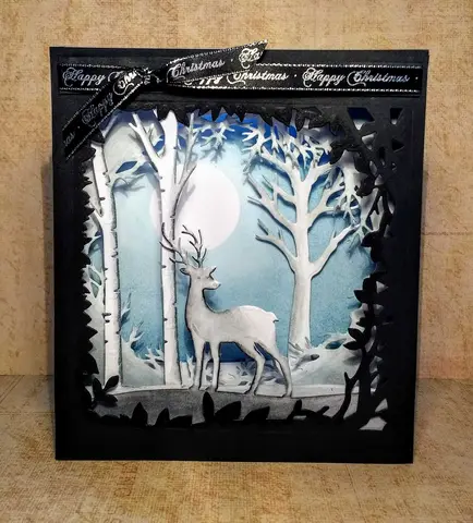 Металлические трафареты для скрапбукинга Christmas Fireplace Reindeer Sled Forest Animals