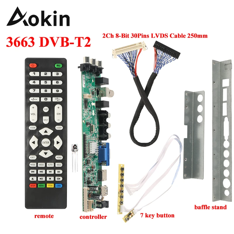 

Digital 3663 DVB T2 Universal LCD TV Controller Driver Board UPGRADE 3463A Russian USB Play LUA63A82 3663 Board