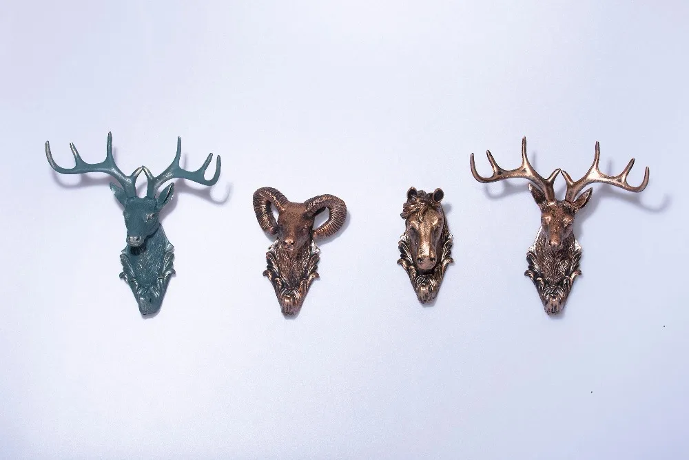 Retro Animals Wall Hook, Creative Home Accessories, Resin Hooks, Art, Gold Deer Head, Robe Hook, Bar Fashion Decoration, Gift