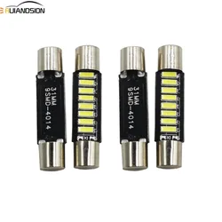 4x biały 28mm 31mm 4014 9SMD bezpiecznik lustro kosmetyczne żarówka Festoon 6614 bezpiecznik LED Light 6641 wnętrza samochodu osłona przeciwsłoneczna lampka nad lustro