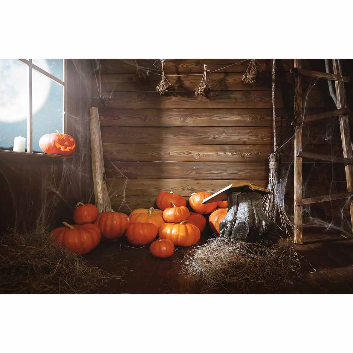 Allenjoy photographic background Barn Worn out Retro Pumpkin Halloween backdrop newborn original design photocall fantasy props