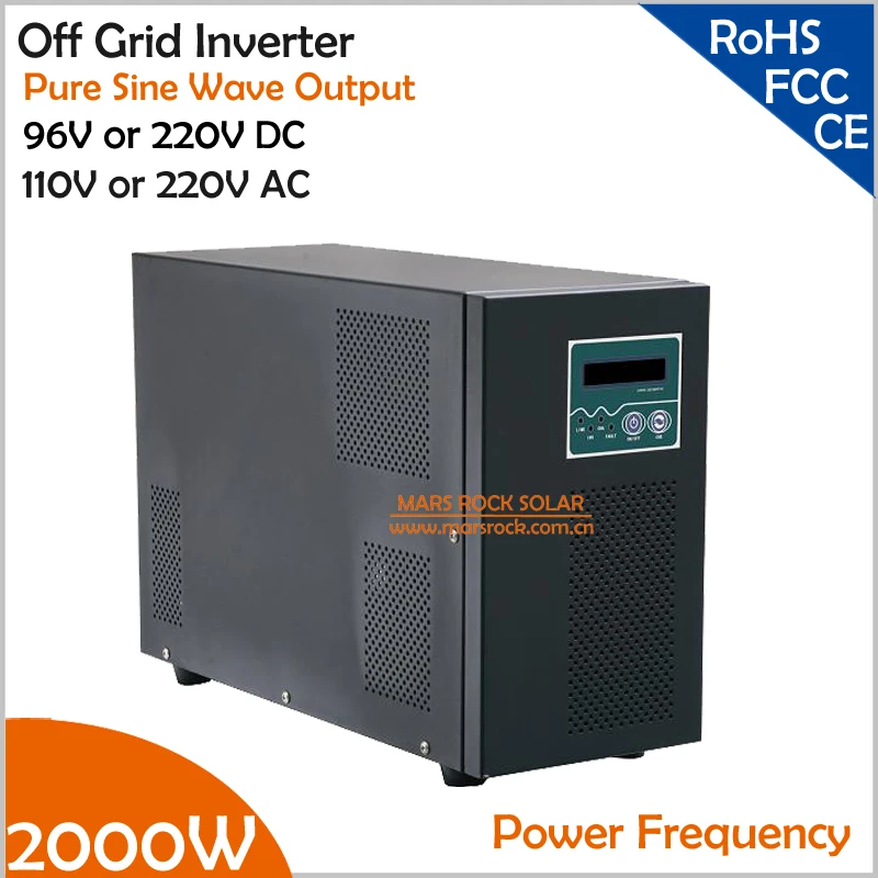 Power Frequency 2000W 96V or 220V DC to AC 110V or 220V Pure Sine Wave Off Grid Inverter with City Grid Charge Function