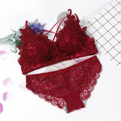 lingerie bra set wire free lenceria sexy bielizna damska komplety lace top wine red lenceria lace underwear set multi style sets