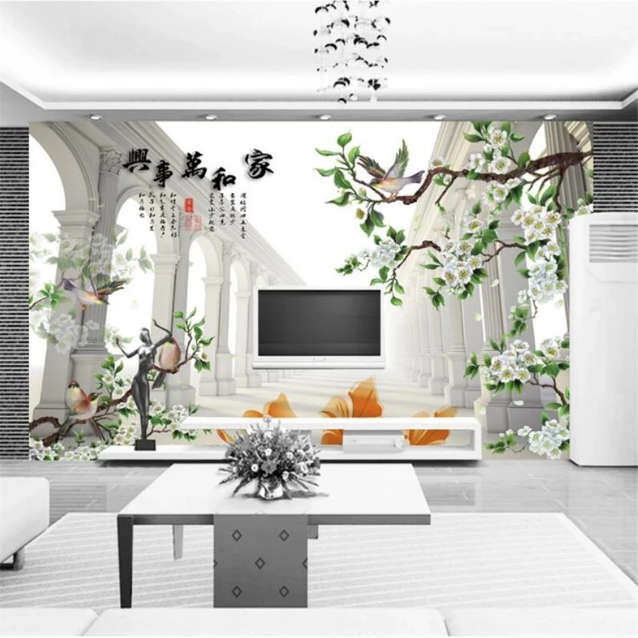 beibehang Custom wallpaper 3d murals wall painter and everything about Chinese flower and bird figure TV background wall paper