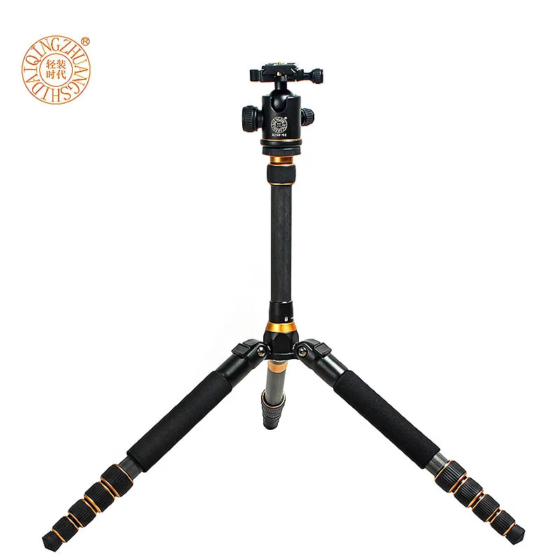 QZSD Q777C profesionál uhlík vlákno stativ monopod bál hlava stativ přenosné cestovní fotka stativ pro digitální SLR DSLR kamera