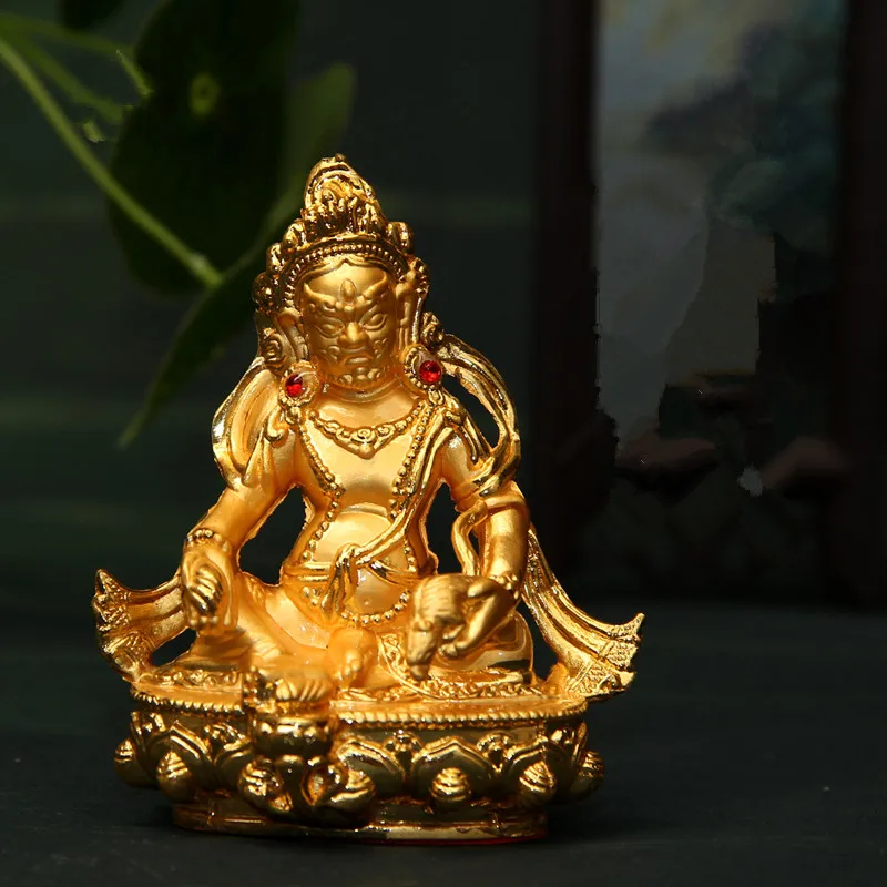 

8cm Small Pocket Efficacious Alloy Copper Buddhist Gold Yellow Tsanbala/Jambhala Buddha Statue Home/ Office Putting Decoration