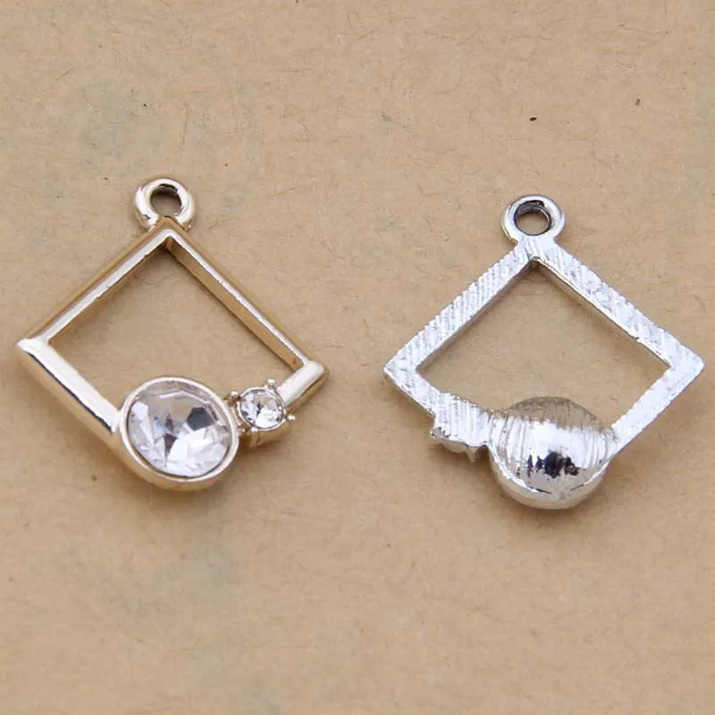 100pcs 21*23mm rhombus Diamond Drill Small Pendant DIY Alloy Bracelet Earring Accessories Wholesale