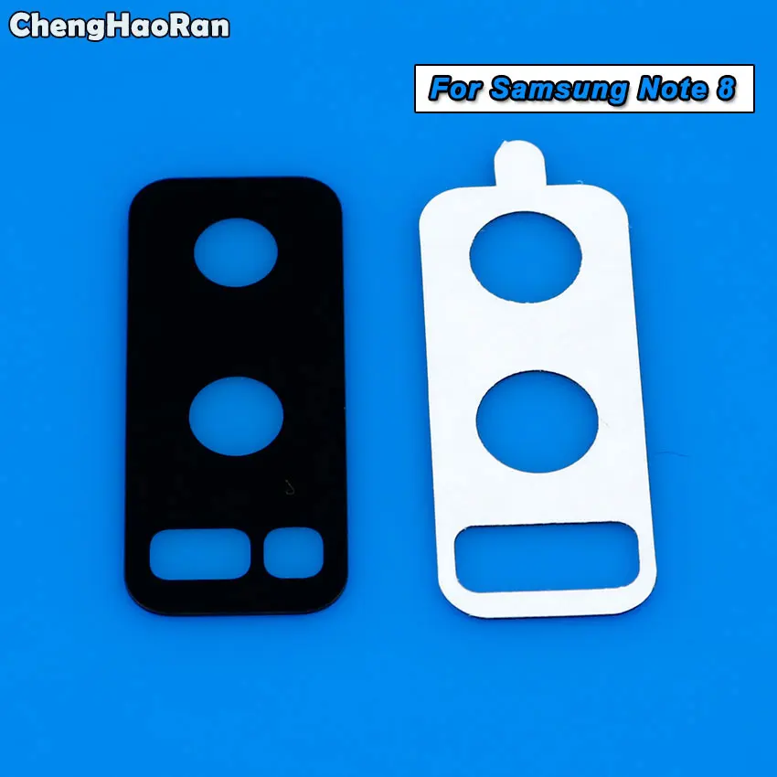 ChengHaoRan-Reemplazo de lente de cristal de cámara trasera para Samsung Galaxy Note 3, 4, 5, 8, cubierta de lente de cristal de cámara + pegatina