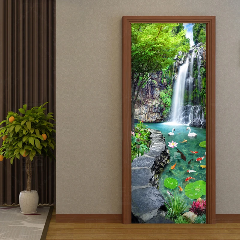 

Custom 3D Mural Wallpaper Waterfall Pond Bedroom Landscape Decor Photo Wallpaper Sticker PVC Self-Adhesive Door Murals Stickers