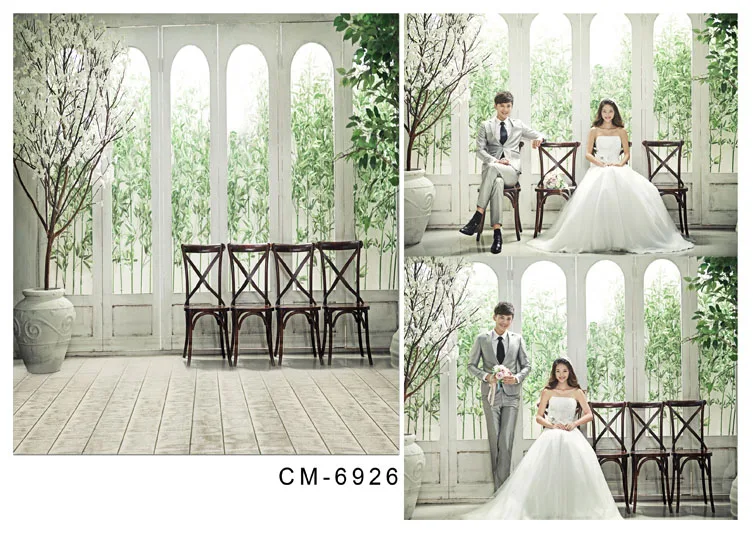 8x12FT Indoor Sunshine Window Bamboo Garden White Flowers Chairs Custom Photo Backdrops Studio Backgrounds Vinyl 240cm x 360cm