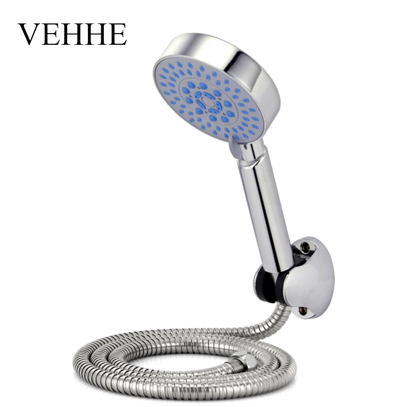 VEHHE Adjustable 5 Function Rainfall Water Saving Shower Head Nozzle Set Handhold Chrome Silica Gel Holes Shower Heads Set