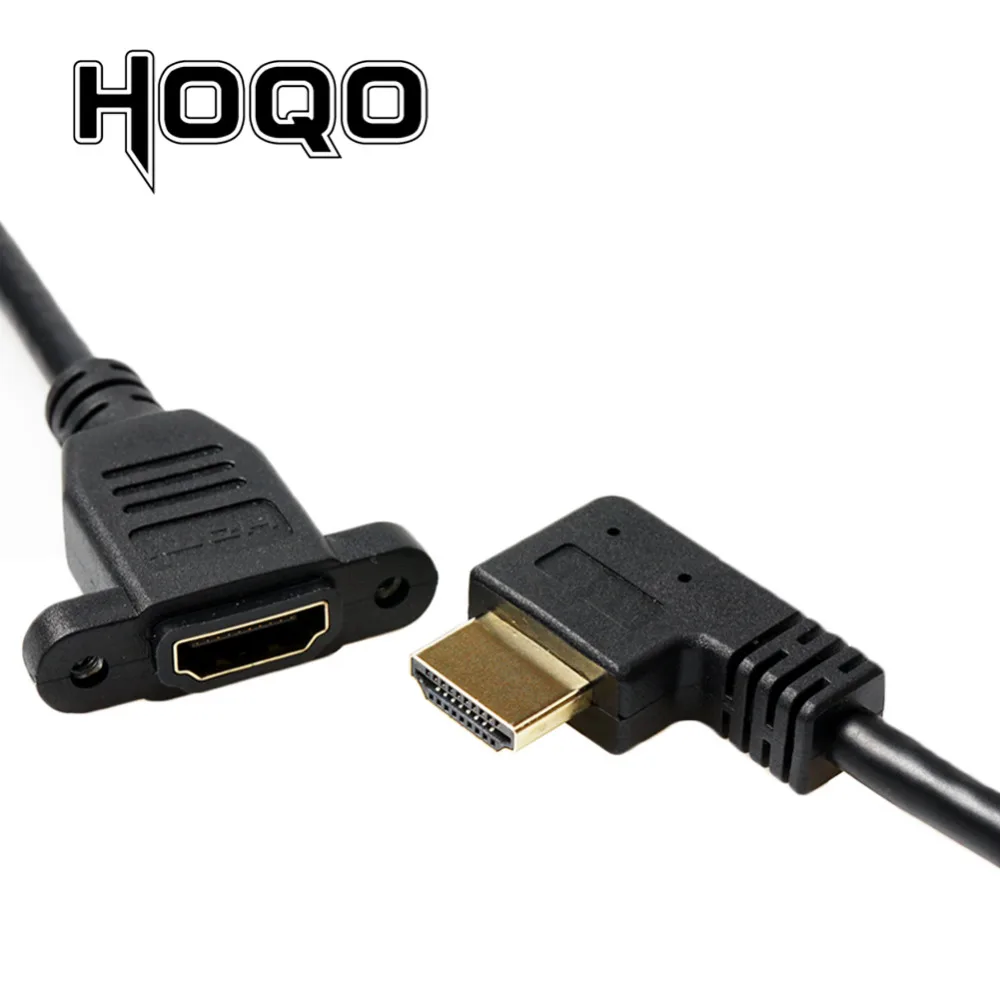 HDMI-Compatible 4K*2K Short UP Down Angle 90 Degree HDMI Male to Female Extension Cable HDMI panel mount with screw hole