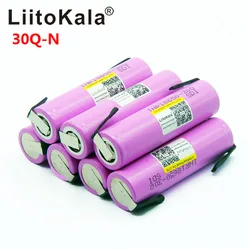 Litokala Original 18650 3000mah Battery INR18650 30Q-N 20A Discharge Li-ion Rechargeable Battery for +DIY Nickel