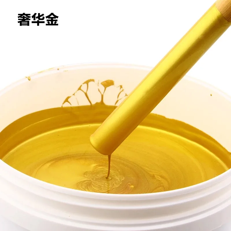 100g/350g Gold Paint for Wood, Metal, All Surface, Statuary Coloring, Painting, Water-based, Non-toxic, With Brush