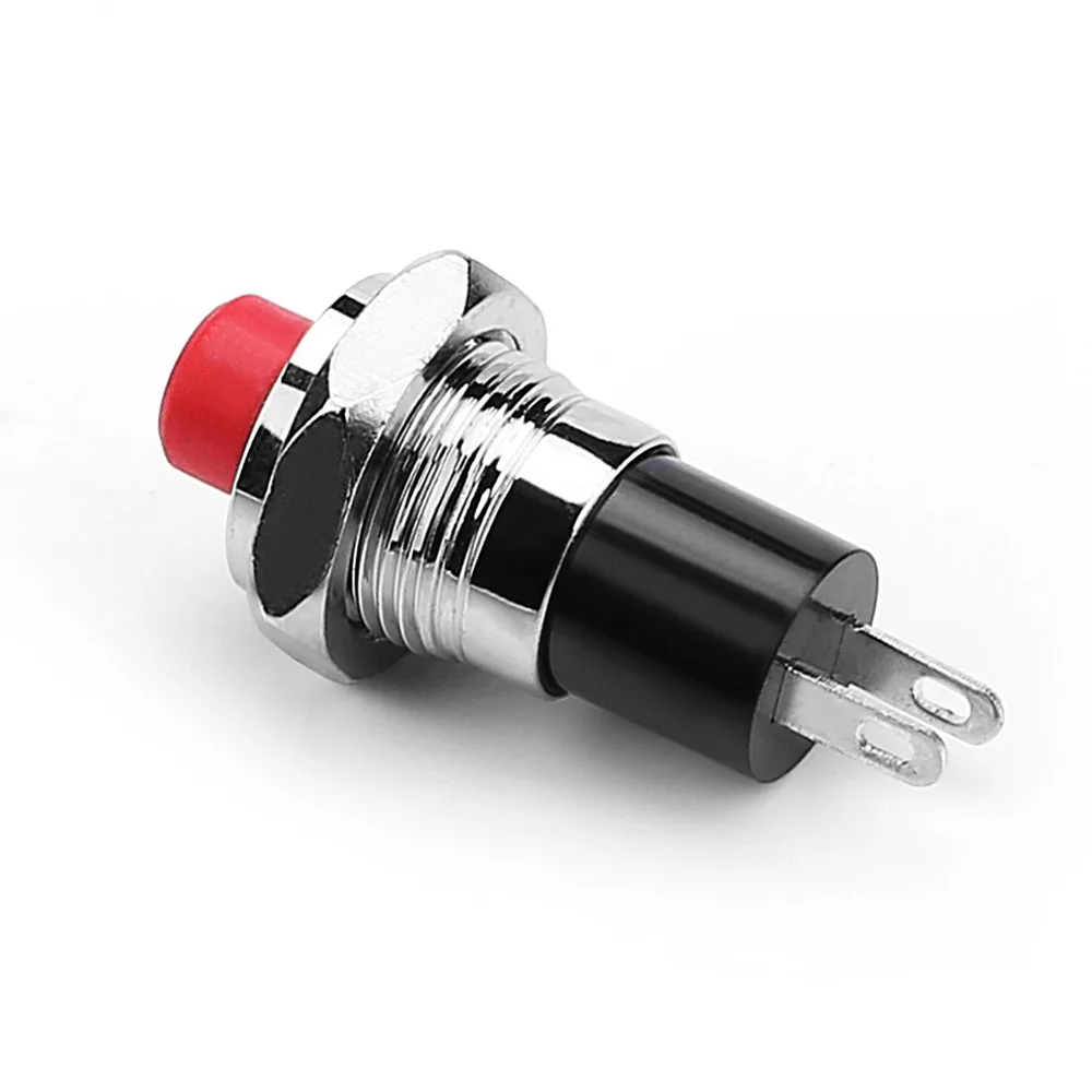 MINI 10mm IP67 Push Button SPST Latching N/O OFF-ON Switch Red/Black For Car/Boat