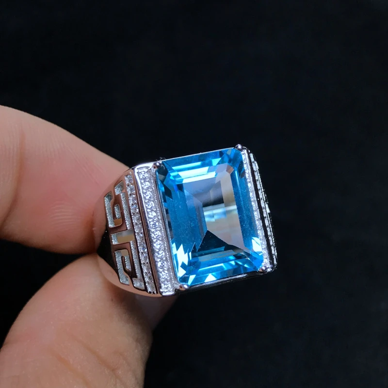 Natural topaz men's ring, 925 silver, exquisite craftsmanship, 8carat gems, beautiful colors