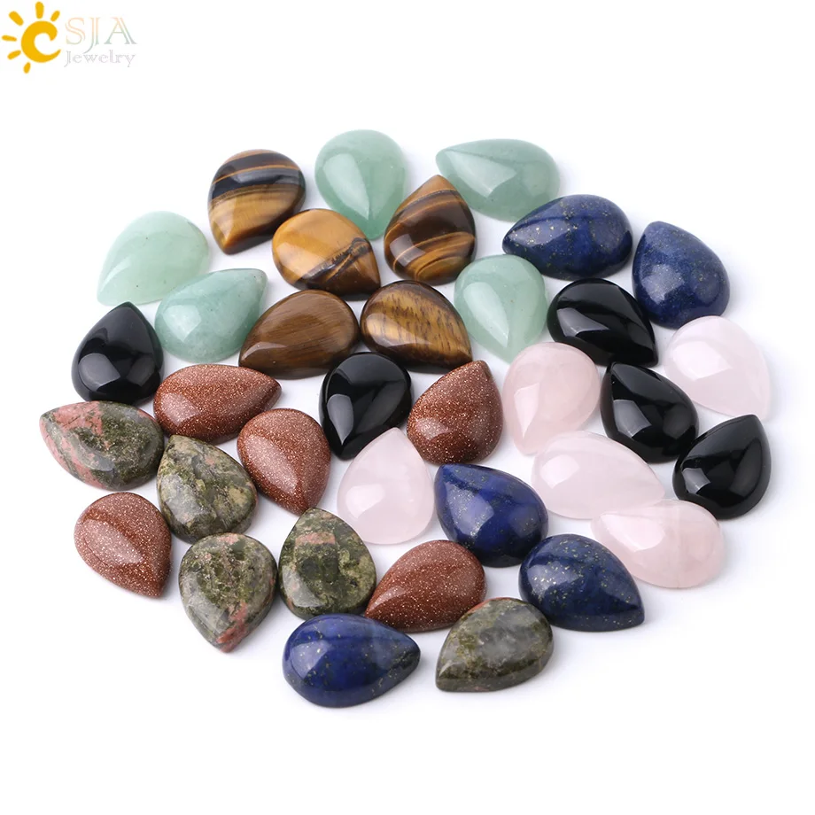 Csja Naturstein Wasser tropfen Kristall Cabochon Basis Perlen für Schmuck herstellung Handarbeiten DIY Ring Ohrringe 13x18mm 10x14mm f838