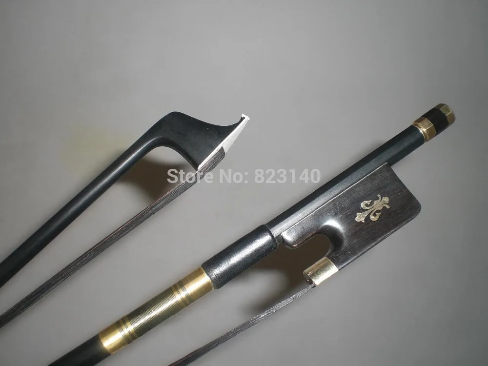 2 PCs Black Carbon Cello Bow 4/4 with Black Bow hair Ebony Frog