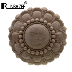 Round European Style Vintage Unpainted Wood Carved Corner Onlay Applique Frame For Home Furniture Wall Cabinet Door Decor Crafts