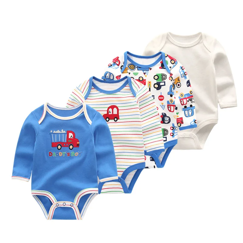 4pcs/lot Newborn Baby Onesies Long-sleeved Triangle Romper Baby Boy Girls Clothes Girls Baby Onesies 0-12m