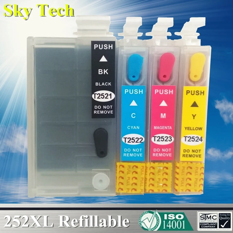 252Xl T252XL Refillable Ink Cartridge T2521 - T2524  ,For Epson WF-3620 WF-3640 WF-7110 WF-7610 WF-7620 WF-7210 WF-7710 WF-7720