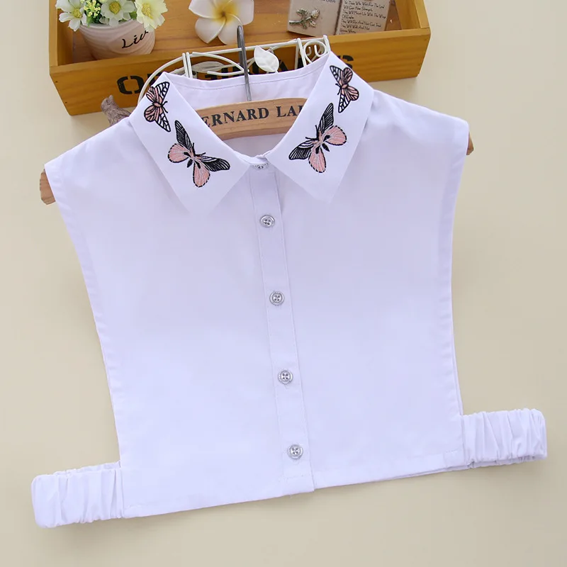 

YSMILE Y Embroidery Butterfly Detachable Collars Women Funny Cartoon Chic Decor Female White Removable False Collar