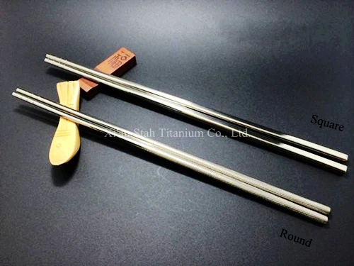 

Pure Titanium Solid Metal Round chopstics / Square Chopstick Antiskid Antimicrobico Mould-proof 230mm Long High Quality 50g/pair
