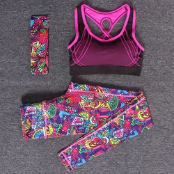 Women Tracksuit Yoga Sets Fitness Sportswear Gym Outfit Sports Suit Workout Clothes High Waist Leggings Crop Top Two Piece Set